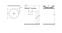 Накладная раковина Isvea Isvearte без отверстий для смесителя с декором Aurora 45х45х12 схема 2