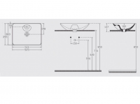 Накладная раковина Isvea SistemaY Clear С 1 отверстием для смесителя 525х395х147 схема 2