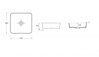 Накладная квадратная раковина Isvea Peak без отверстия для смесителя 40 см схема 2