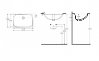 Встраиваемая раковина Isvea Soluzione 562х382х20 без отверстий под смеситель 10SZ77056SV схема 2