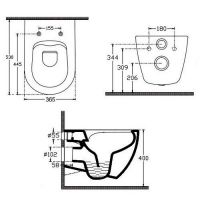 Комплект подвесной унитаз + инсталляция + клавиша Isvea Infinity  365х53х40 10NF0201SET-BLC схема 3