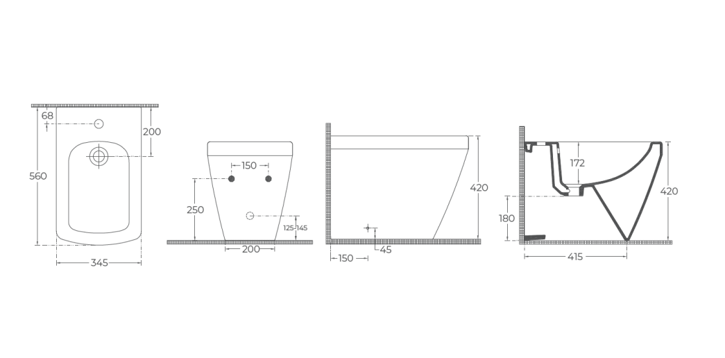 Напольное глянцевое биде Isvea PRISSIMO 10PO4201 схема 2