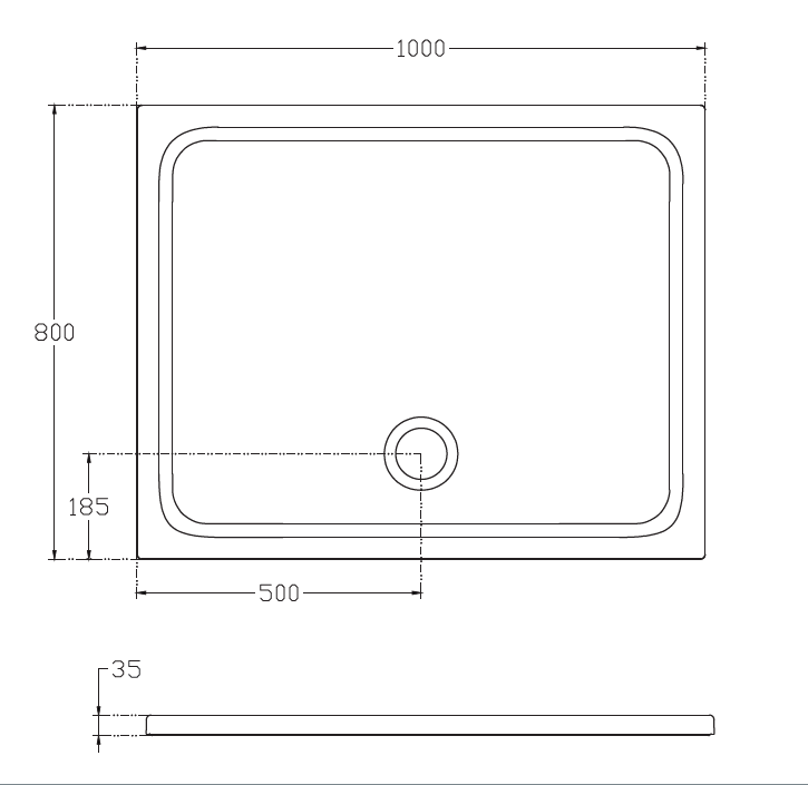 Прямоугольный душевой поддон Isvea Flat 100х80 10DT9703A-42 схема 2