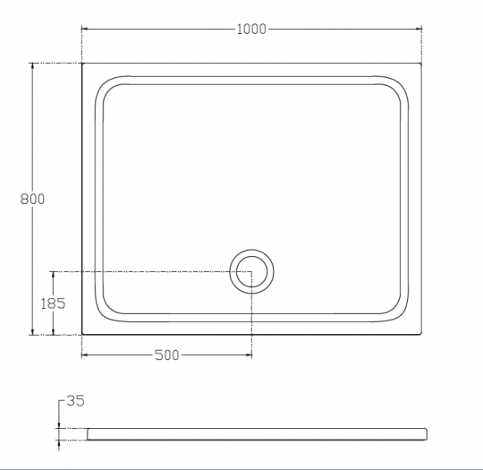 Прямоугольный душевой поддон Isvea Flat 100х80 10DT9703A-42 схема 2