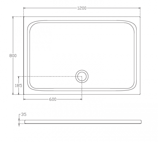 Прямоугольный душевой поддон Isvea Flat 120х80  10DT9703B-42 схема 2