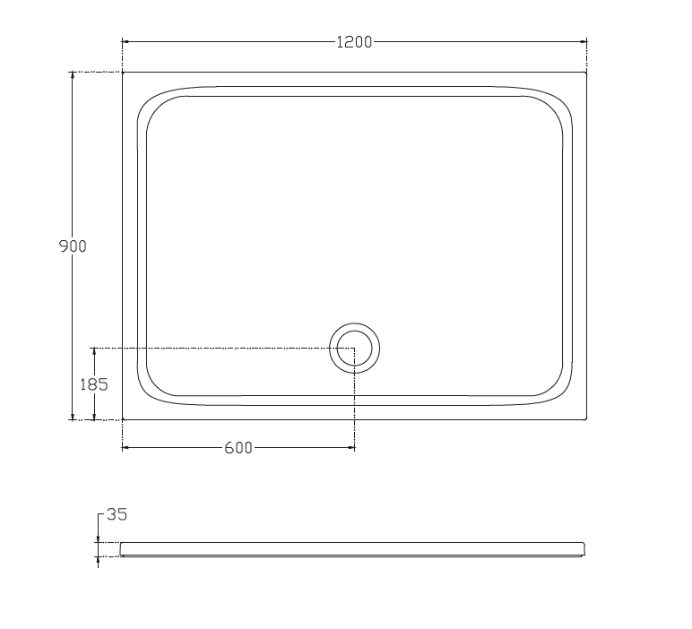 Прямоугольный душевой поддон Isvea Flat 120х90  10DT9703C-42 схема 2