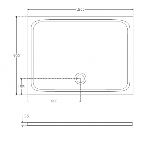 Прямоугольный душевой поддон Isvea Flat 120х90  10DT9703C-42 схема 2