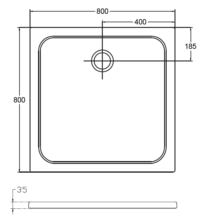 Квадратный душевой поддон Isvea Flat 80х80 10DT97225-42 схема 2