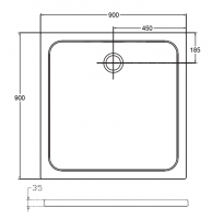 Квадратный душевой поддон Isvea Flat 90х90 10DT97226-42 схема 2