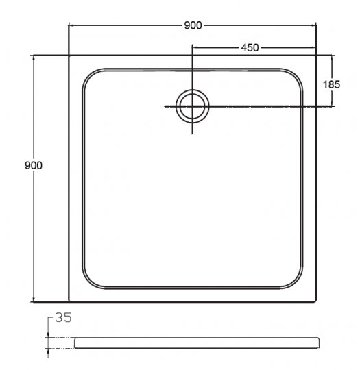 Квадратный душевой поддон Isvea Flat 90х90 10DT97226-42 схема 2