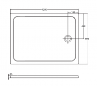 Душевой поддон 120х90 Isvea Flat прямоугольный цвет серый камень 10DT97229-42 схема 2