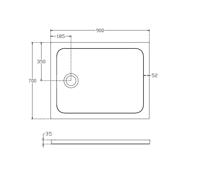 Прямоугольный душевой поддон Isvea Flat 90х70 10DT97364-42 схема 2