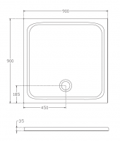 Квадратный душевой поддон Isvea Flat 90х90  10DT9704A-42 схема 2