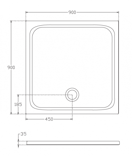 Квадратный душевой поддон Isvea Flat 90х90 цвет серый камень 10DT9704A-42 схема 2