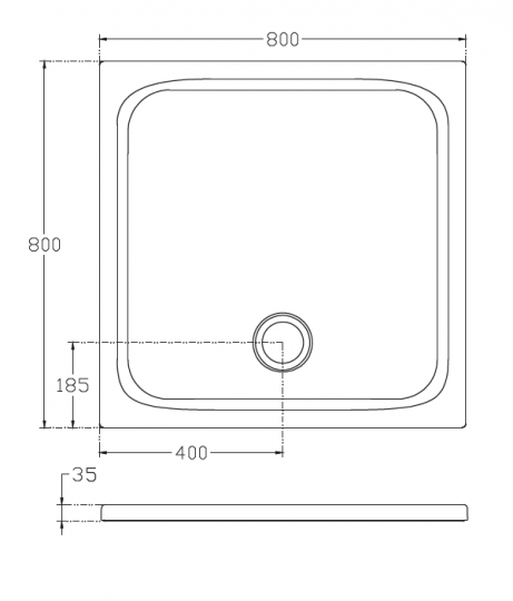 Квадратный душевой поддон Isvea Flat 80х80 10DT9704B-42 схема 2