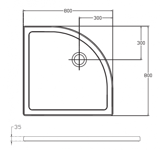 Угловой душевой поддон Isvea Flat 80х80 10DT97494-43 схема 2