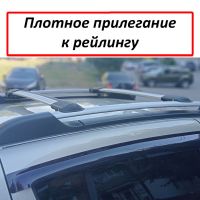 Багажник на рейлинги Renault Sandero Stepway, Lux Hunter, серебристый, крыловидные аэродуги