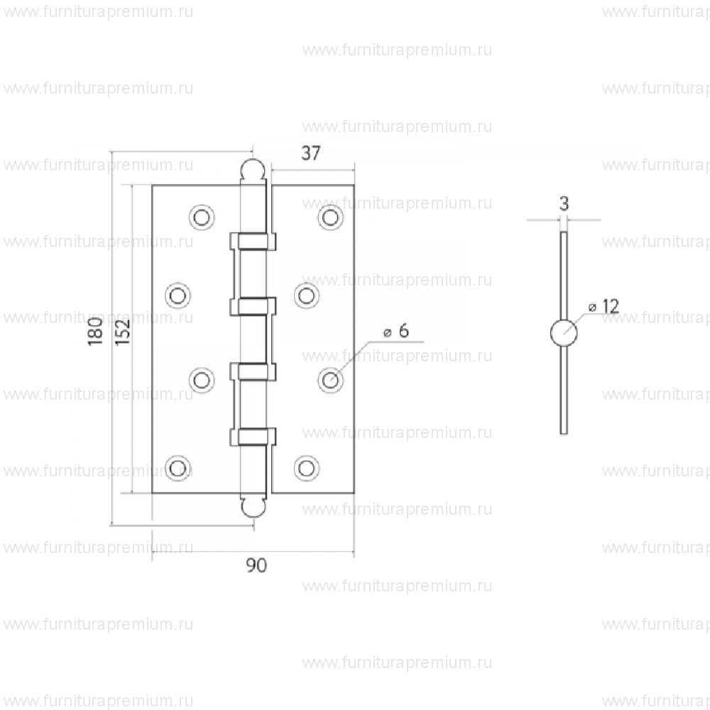 Петля дверная универсальная Fratelli Cattini CR152
