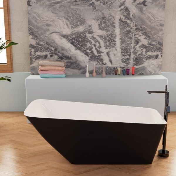 Изображение Черно-белая отдельностоящая ванна Frank F6106