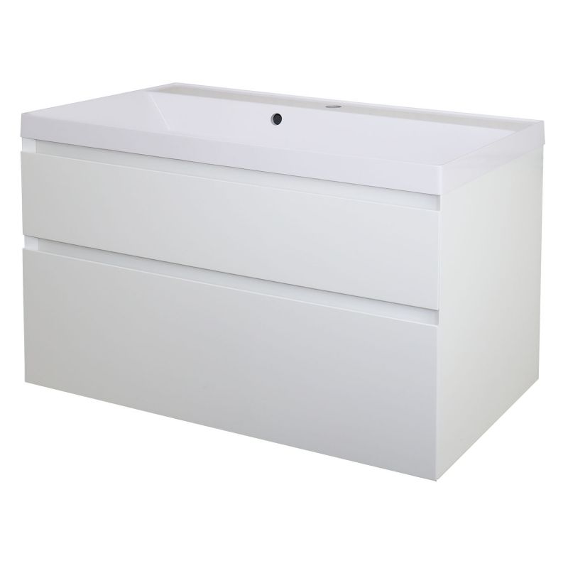 Тумба с умывальником Azario Velluto 100 1000х450х660 подвесная, с раковиной Slim 100, белый матовый (CS00088604)