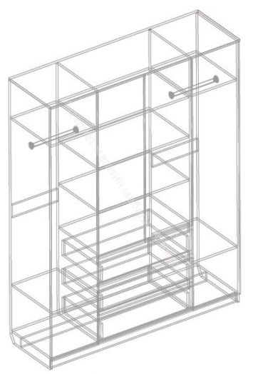 Шкаф 4-ств. с 3 ящиками "Бьянко" Белый лофт