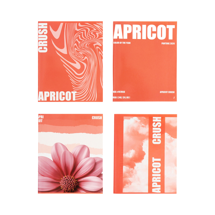 Тетрадь 96 листов в клетку Calligrata "Apricot Crush", обложка мелованный картон, глянцевая ламинация, блок офсет МИКС