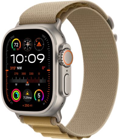 Apple Watch Ultra 2 GPS + Cellular, 49 мм, корпус из бежевого титана, ремешок Alpine цвета "загар", размер M