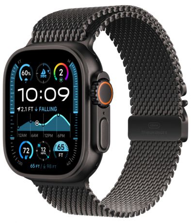 Apple Watch Ultra 2 GPS + Cellular, 49 мм, корпус из черного титана, ремешок Milanese черного цвета, размер M