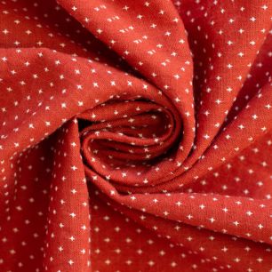 Хлопок фактурный Крестики цвет кирпичный 50х47