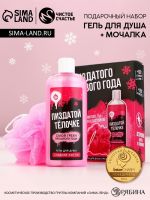 Подарочный набор новогодний ЧИСТОЕ СЧАСТЬЕ «Хорошего праздника»: гель для душа 250 мл и мочалка для тела, 18+