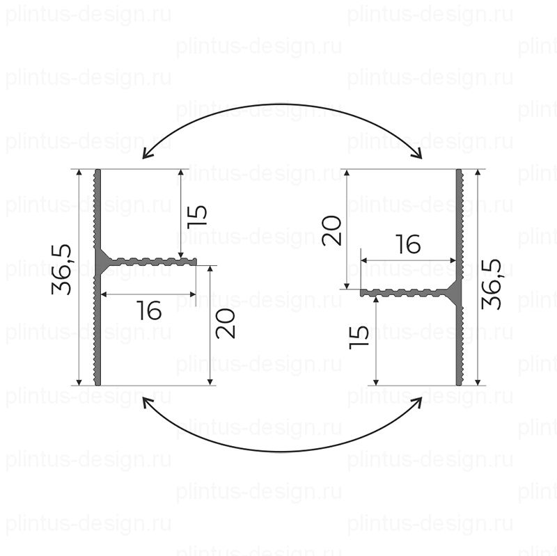 Теневой плинтус Фесо 15/20 мм Чёрный