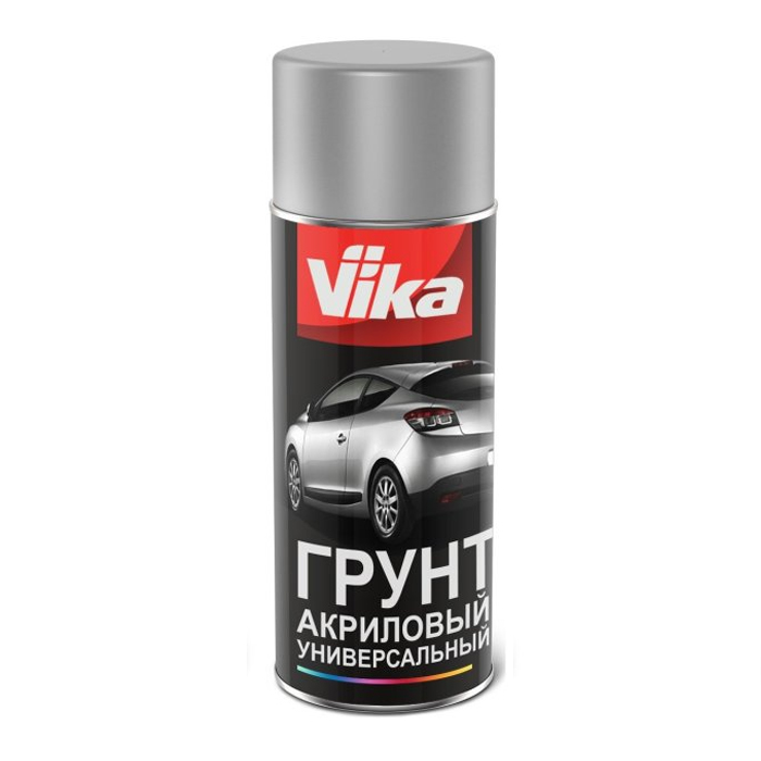 Vika Аэрозольный грунт акриловый универсальный, цвет серый, объем 520мл.