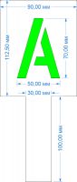 Комплект трафаретов букв №4, высота 70 мм - размеры (с ручкой)