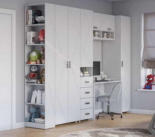 Пенал 1-ств с полками "Сандра" Белый лофт