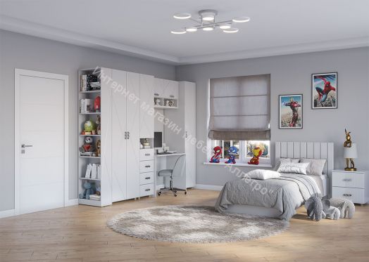 Пенал 1-ств с полками "Сандра" Белый лофт