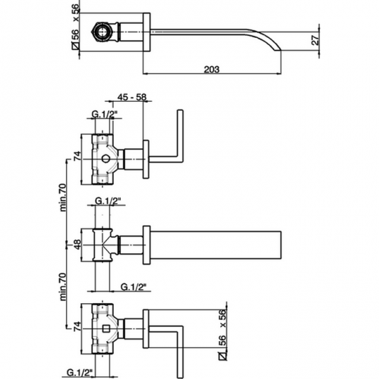 Смеситель для раковины Cisal Wave WA007510 схема 2