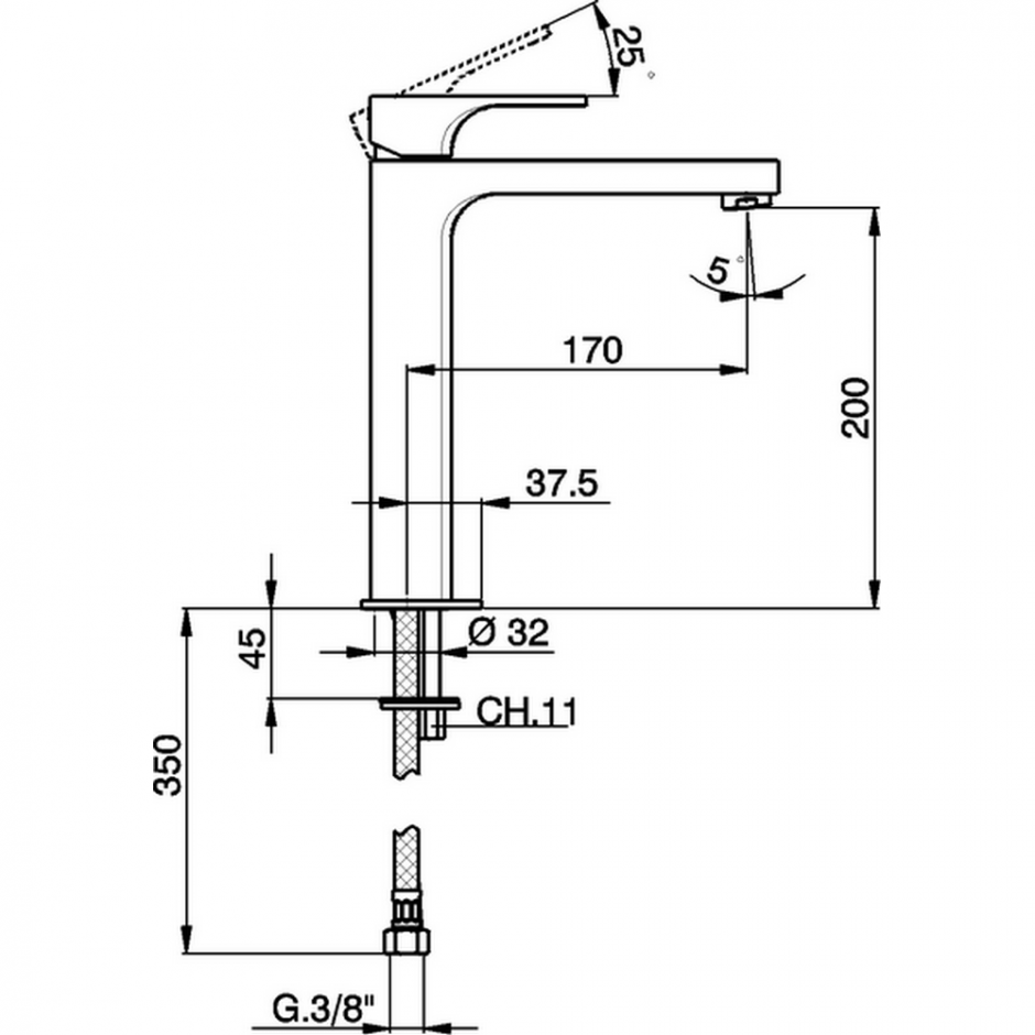 Смеситель для раковины Cisal Cubic CU003541 ФОТО