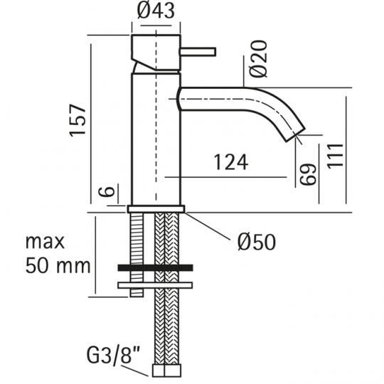 Смеситель для раковины Cisal Xion XI000544 схема 2