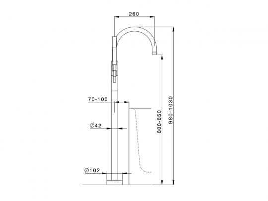 Смеситель для ванны Cisal Nuova Less LN014200 схема 2