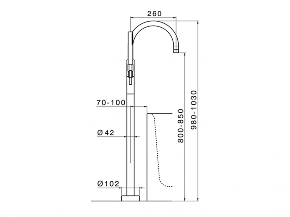 Смеситель для ванны Cisal Slim SM014200 ФОТО