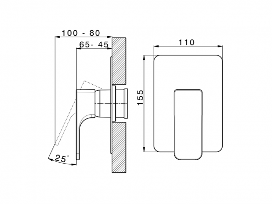 Смеситель для душа Cisal Cubic CU003002 схема 2