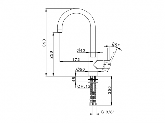 Смеситель для кухни Cisal Kitchen Energy Save CV000535 схема 2