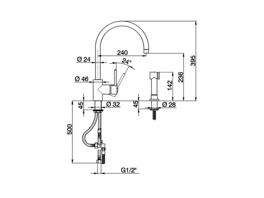 Смеситель для кухни Cisal Kitchen LL004570 схема 2