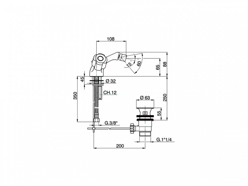 Смеситель для биде Cisal Tr TR000560/TR000558 схема 4