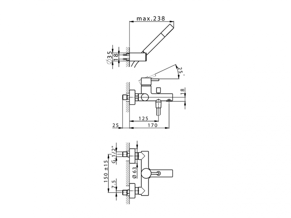 Смеситель для ванны Cisal Nuova Less LN000130/LN000120 ФОТО