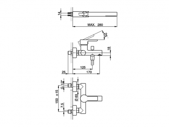 Смеситель для ванны Cisal Softcube SC000130/SC000120 схема 4