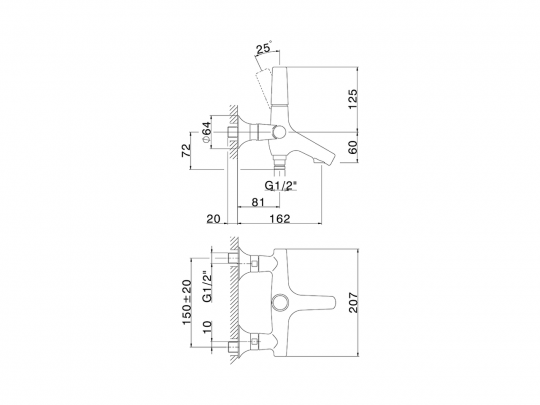 Смеситель для ванны Cisal Vita VI000134/VI000104 схема 2