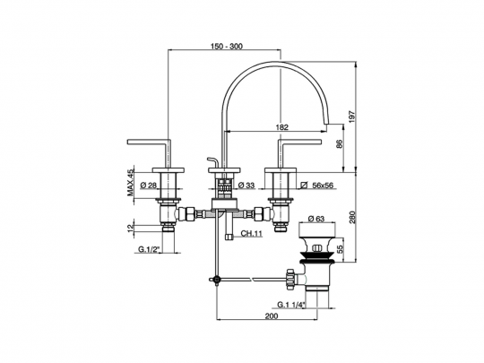 Смеситель для раковины Cisal Wave WA001060 схема 2