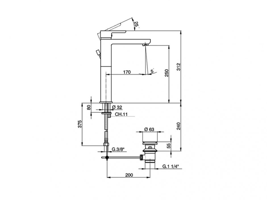 Смеситель для раковины Cisal Softcube SC001520 ФОТО