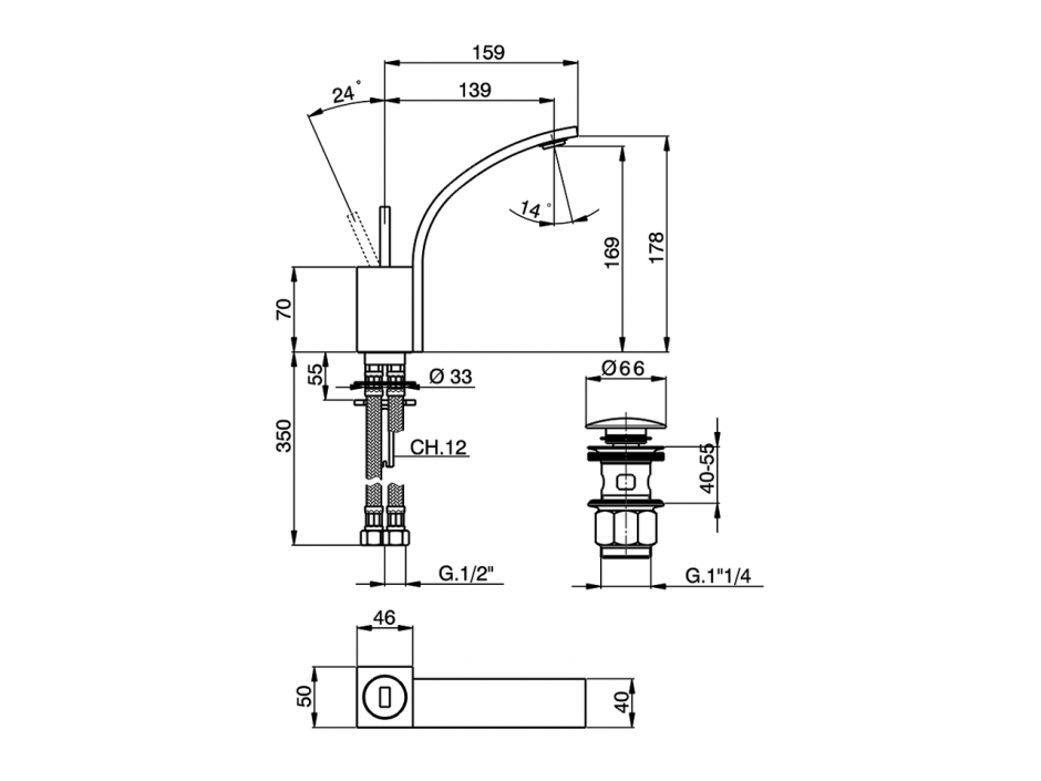 Смеситель для раковины Cisal Wave WA000512/WA000542 ФОТО